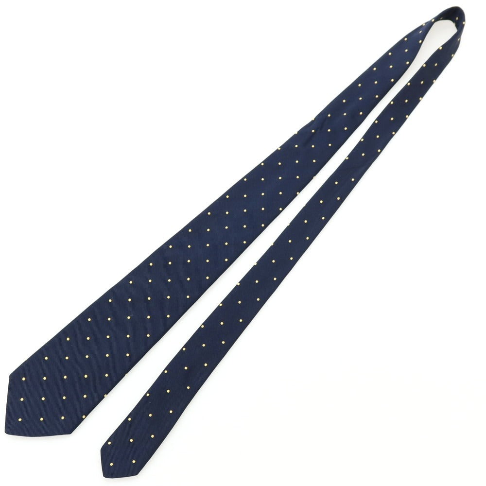 【中古】ドレイクス DRAKES BARNEYS NEWYORK別注 シルク ドット柄ネクタイ ネイビーxイエロー【 状態ランクC 】【 メンズ 】