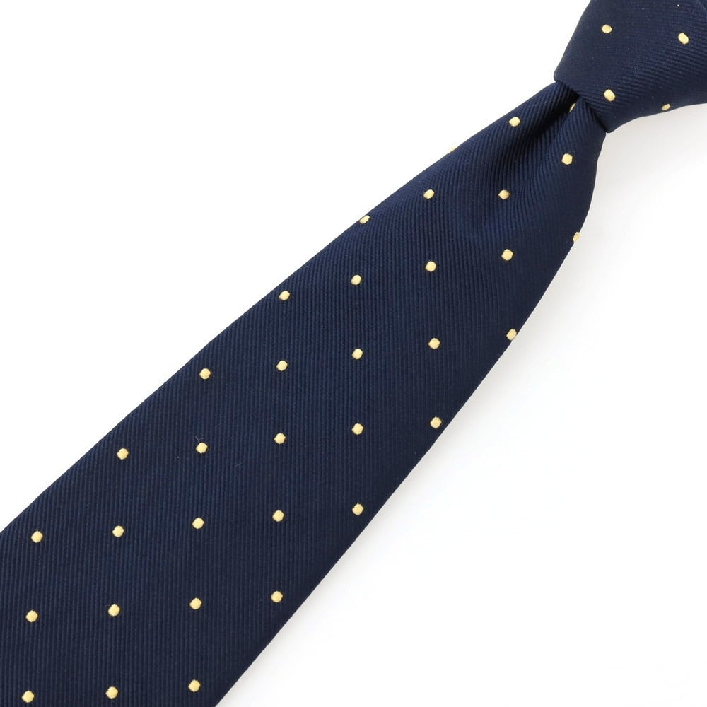 【中古】ドレイクス DRAKES BARNEYS NEWYORK別注 シルク ドット柄ネクタイ ネイビーxイエロー【 状態ランクC 】【 メンズ 】
