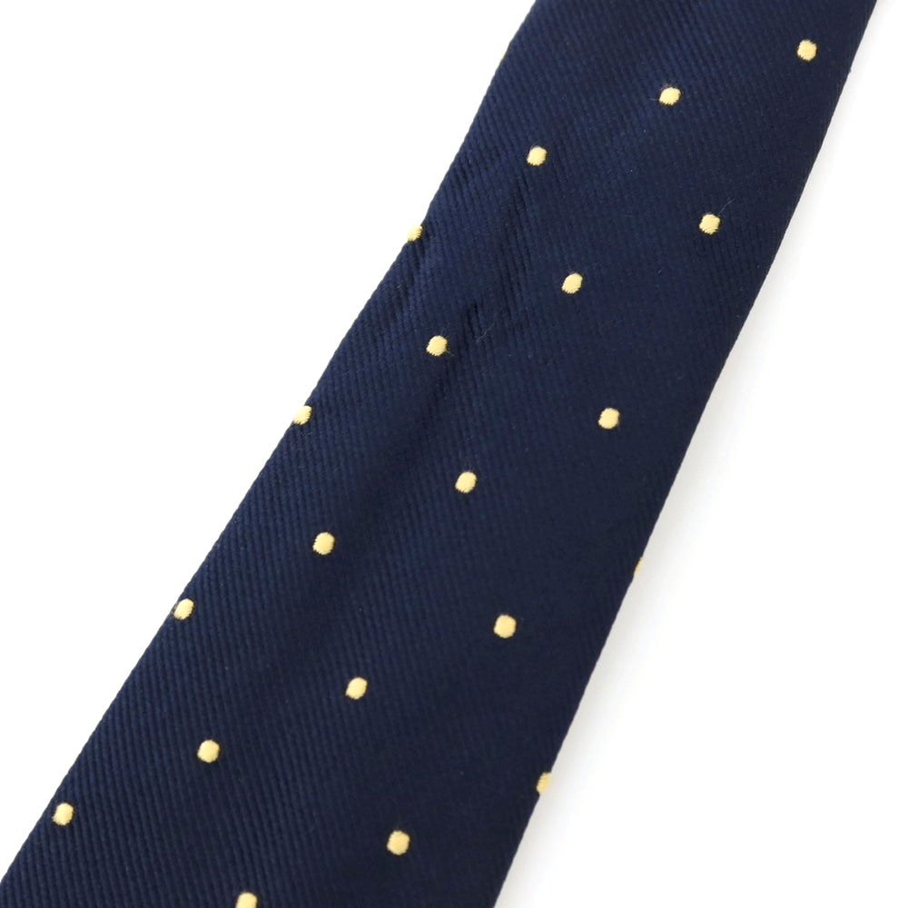 【中古】ドレイクス DRAKES BARNEYS NEWYORK別注 シルク ドット柄ネクタイ ネイビーxイエロー【 状態ランクC 】【 メンズ 】