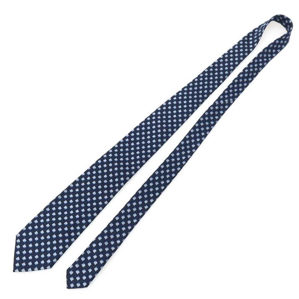 【中古】ドレイクス DRAKES BARNEYS NEWYORK別注 シルク ネクタイ ネイビーxホワイト【 状態ランクC 】【 メンズ 】