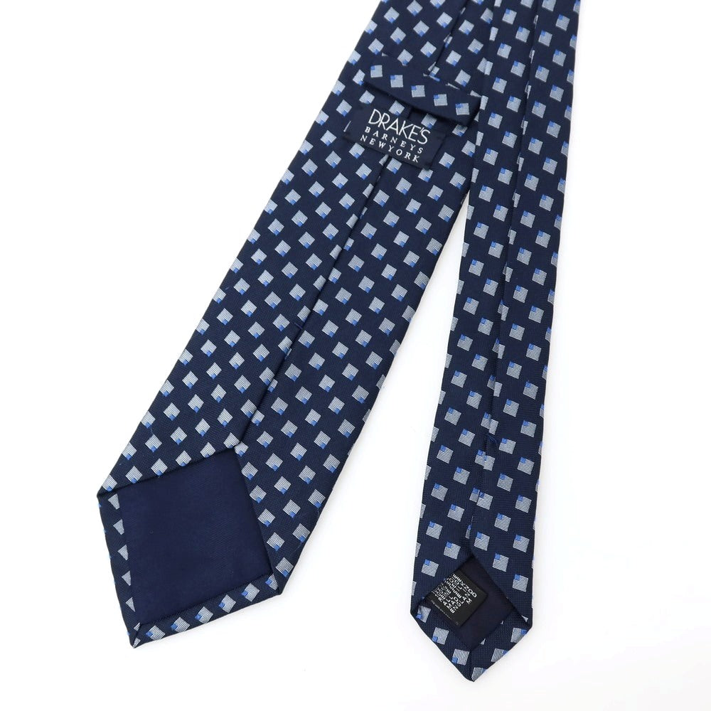 【中古】ドレイクス DRAKES BARNEYS NEWYORK別注 シルク ネクタイ ネイビーxホワイト【 状態ランクC 】【 メンズ 】