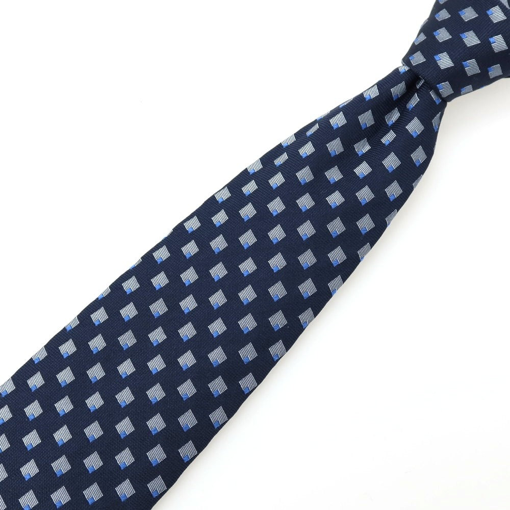 【中古】ドレイクス DRAKES BARNEYS NEWYORK別注 シルク ネクタイ ネイビーxホワイト【 状態ランクC 】【 メンズ 】