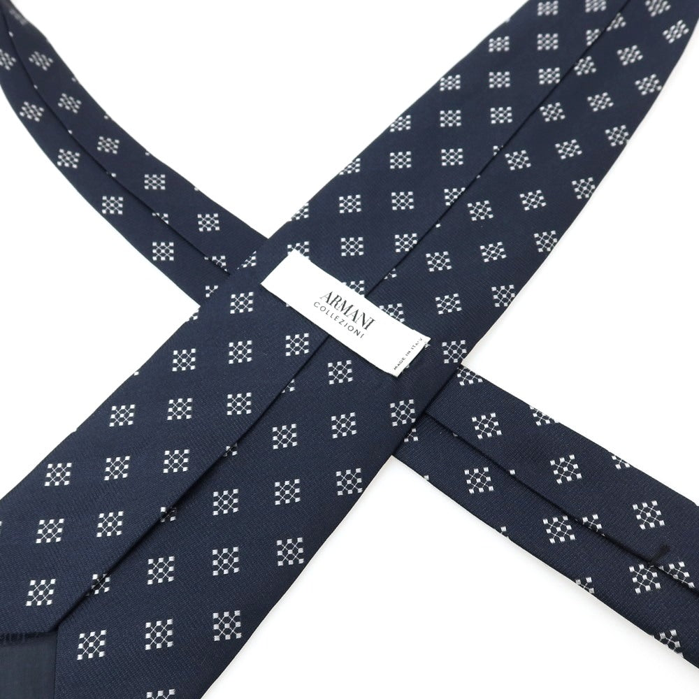 【中古】アルマーニ コレッツォーニ ARMANI COLLEZIONI シルク 小紋柄ネクタイ ネイビーxホワイト【 状態ランクC 】【 メンズ 】