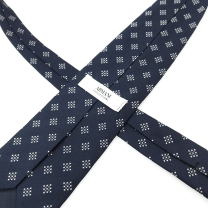【中古】アルマーニ コレッツォーニ ARMANI COLLEZIONI シルク 小紋柄ネクタイ ネイビーxホワイト【 状態ランクC 】【 メンズ 】