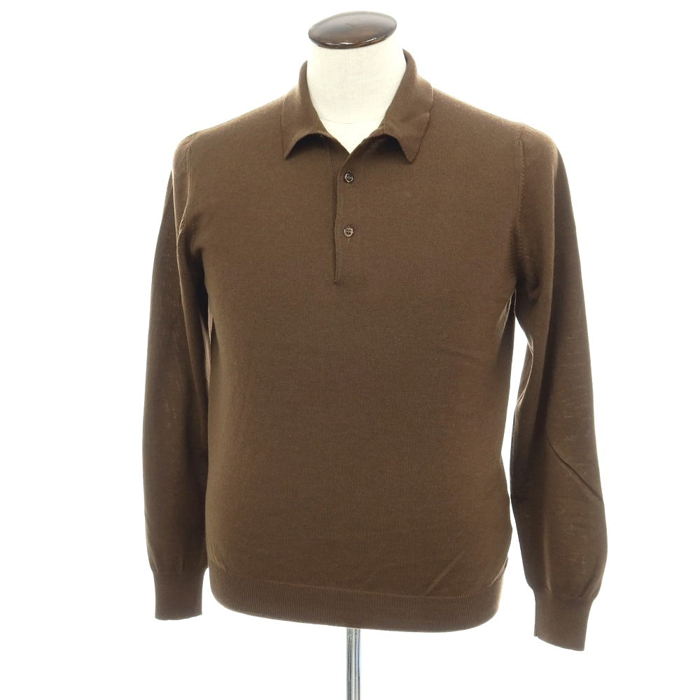 【中古】グランサッソ GRAN SASSO ウール 長袖 ポロニット ブラウン【サイズ50】【 状態ランクB 】【 メンズ 】