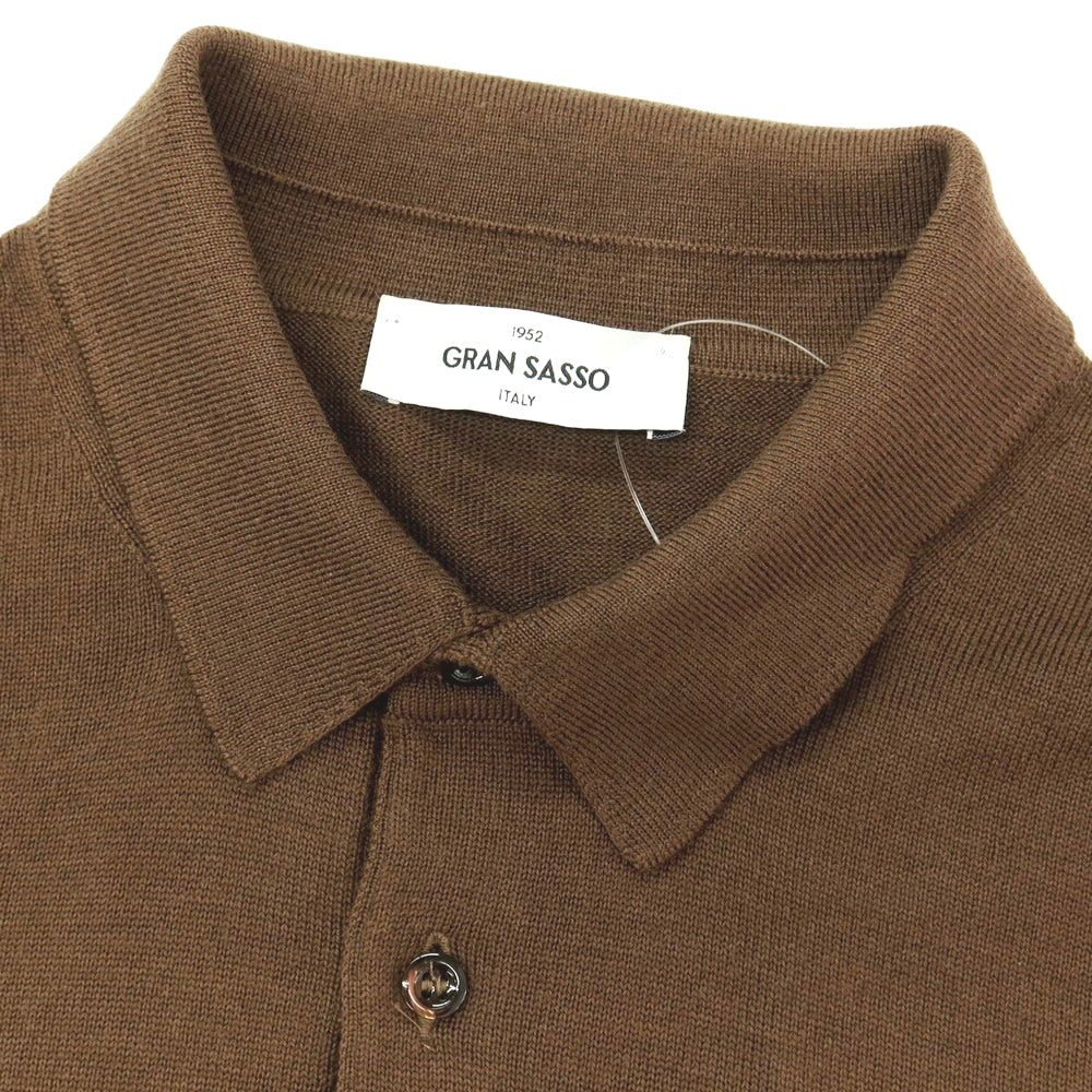 【中古】グランサッソ GRAN SASSO ウール 長袖 ポロニット ブラウン【サイズ50】【 状態ランクB 】【 メンズ 】