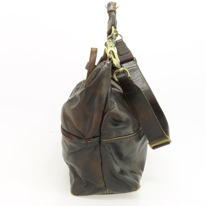 【中古】ジャスエムビー JAS.M.B 3way レザー ウィングトラベラーバッグ ショルダーバッグ ダークブラウン【 状態ランクD 】【 メンズ 】