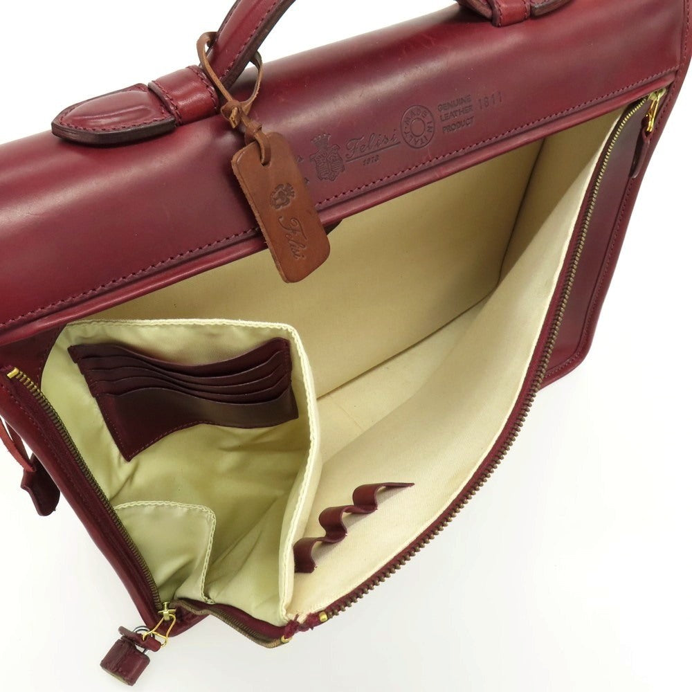【中古】フェリージ Felisi 1811 2way レザー ブリーフケース ボルドー【 状態ランクB 】【 メンズ 】