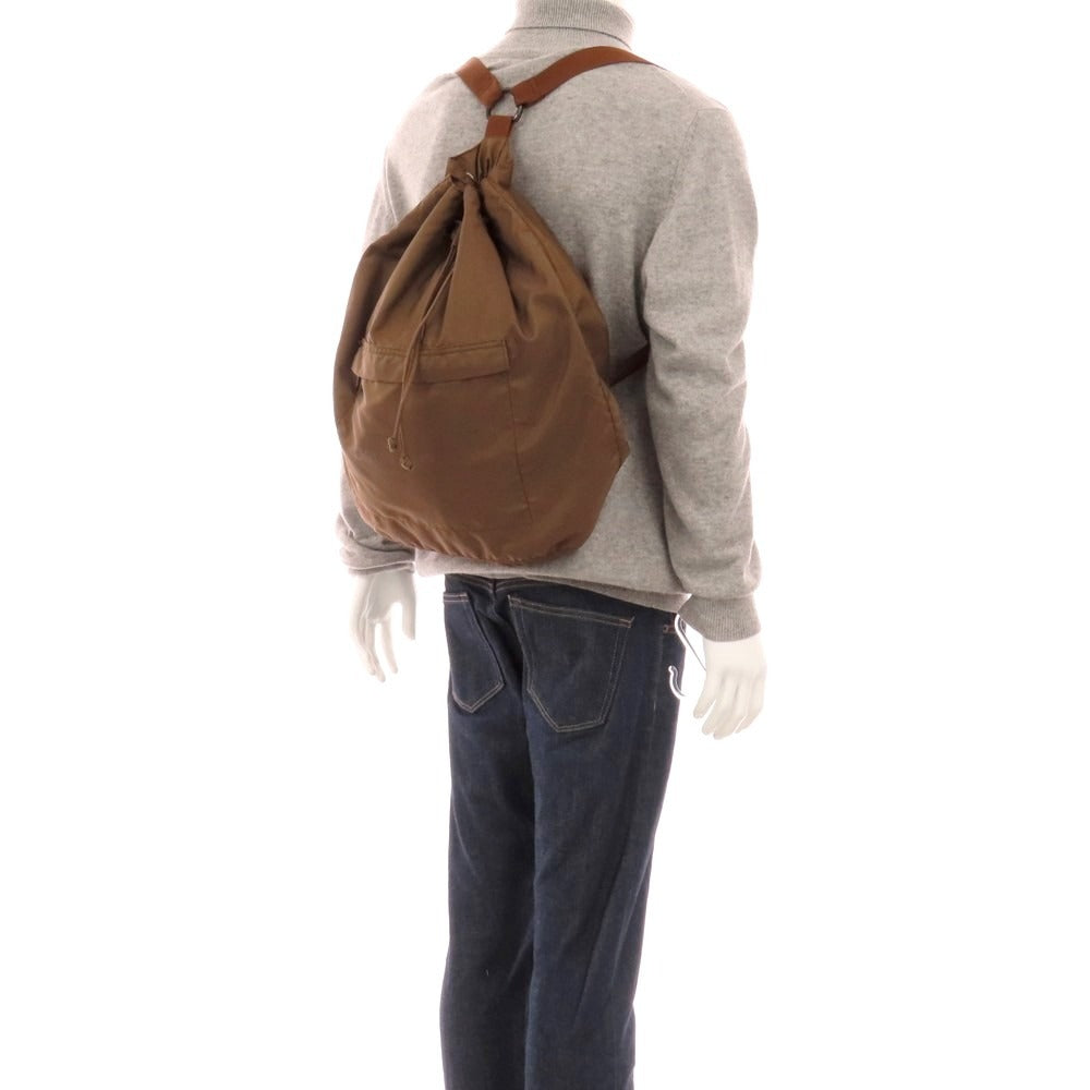 【中古】エンポリオ アルマーニ EMPORIO ARMANI ナイロン 巾着型 ドローストリングタイプ バックパック・リュック ブラウン【 状態ランクC 】【 メンズ 】