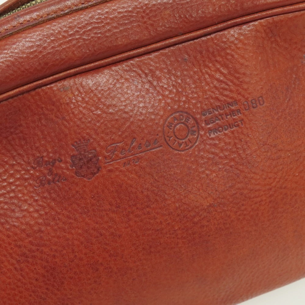 【中古】フェリージ Felisi 080 レザー セカンドバッグ レッドブラウン【 状態ランクD 】【 メンズ 】