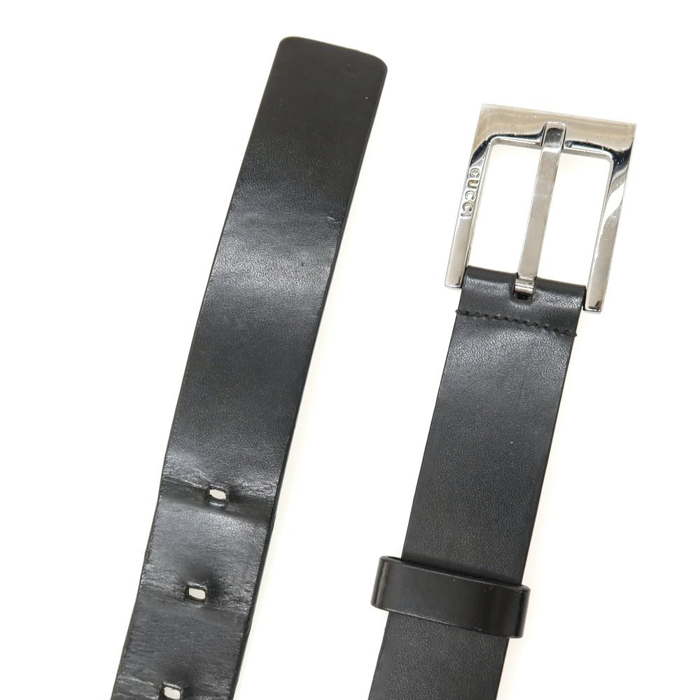 【中古】グッチ GUCCI レザー ベルト ブラックxシルバー【サイズ100/40】【 状態ランクC 】【 メンズ 】