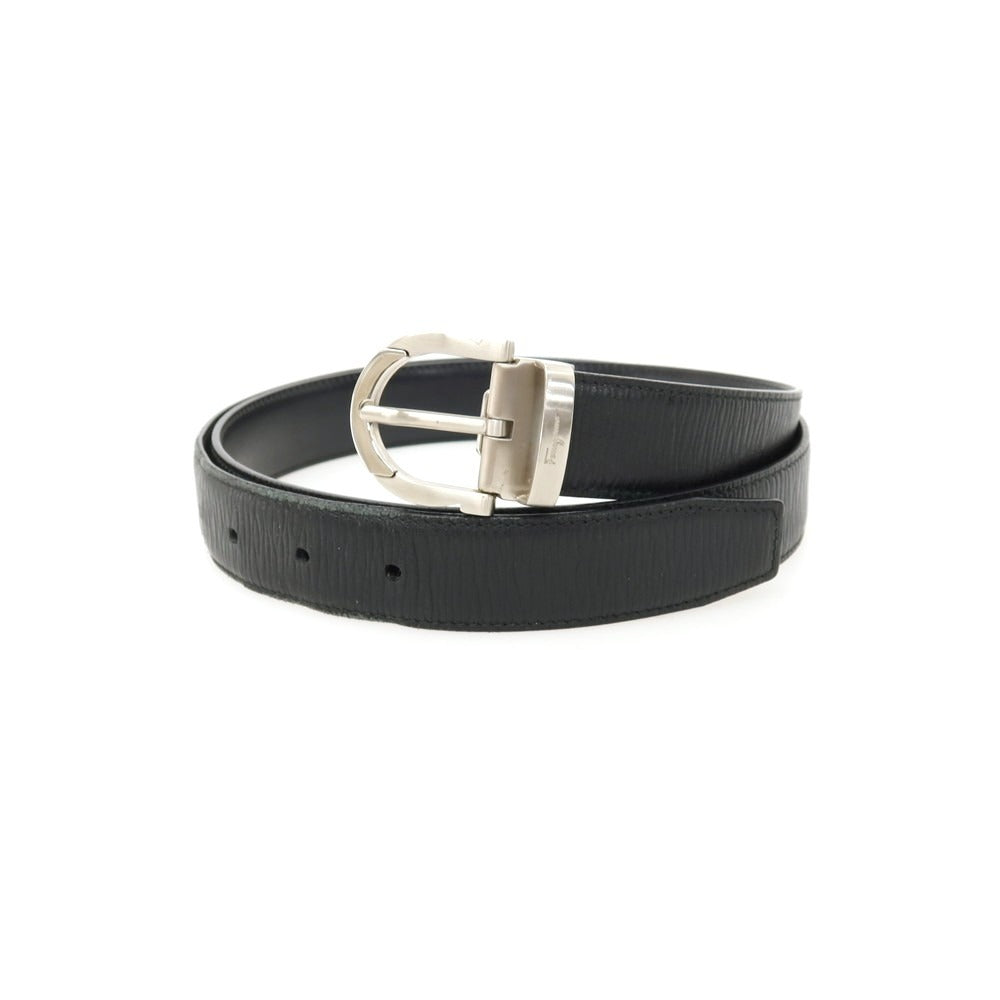 【中古】サルヴァトーレフェラガモ Salvatore Ferragamo リバーシブル レザー ベルト ブラックxシルバー【 状態ランクC 】【 メンズ 】