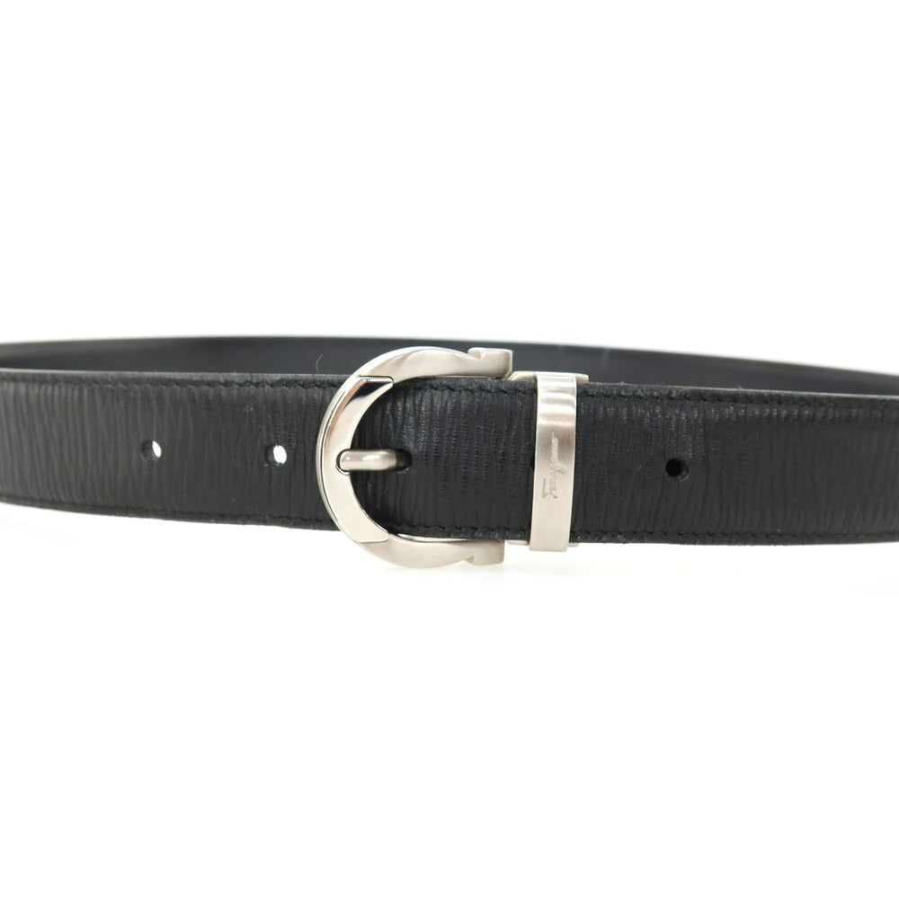 【中古】サルヴァトーレフェラガモ Salvatore Ferragamo リバーシブル レザー ベルト ブラックxシルバー【 状態ランクC 】【 メンズ 】