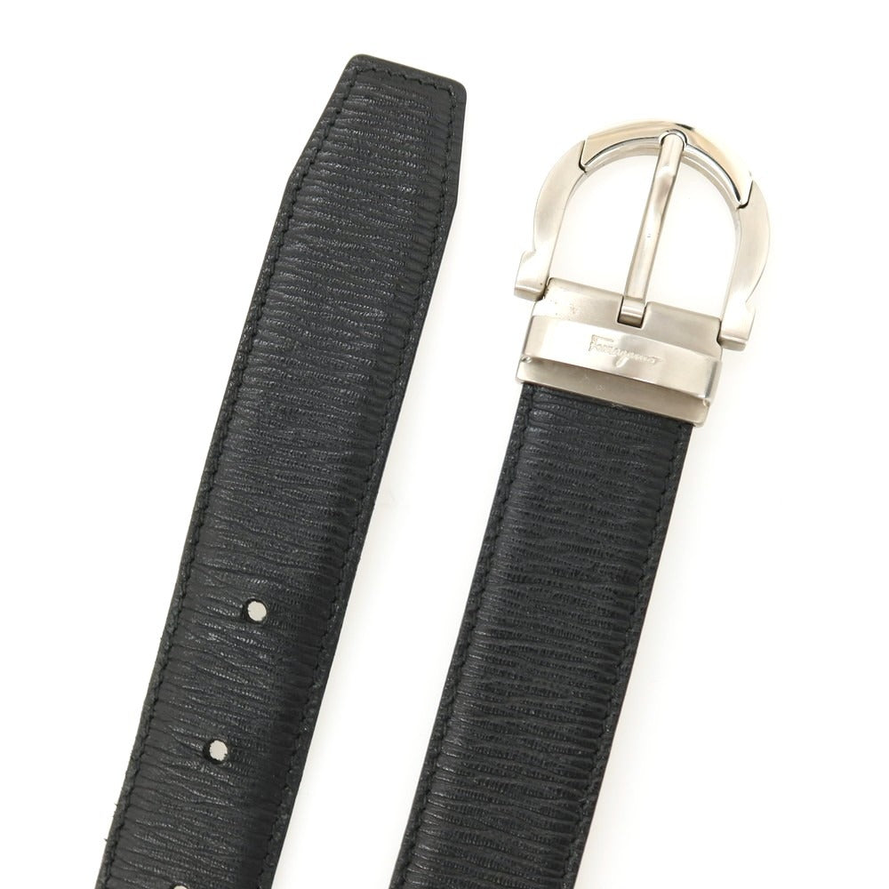 【中古】サルヴァトーレフェラガモ Salvatore Ferragamo リバーシブル レザー ベルト ブラックxシルバー【 状態ランクC 】【 メンズ 】