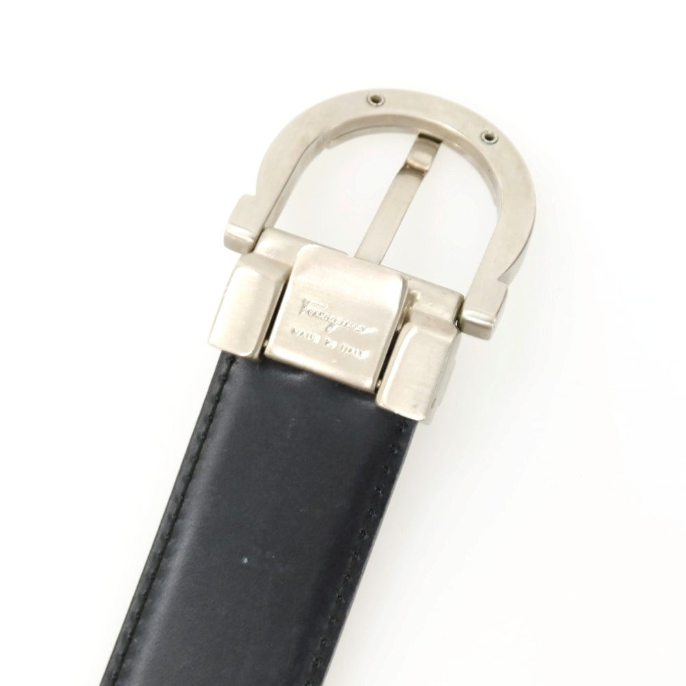 【中古】サルヴァトーレフェラガモ Salvatore Ferragamo リバーシブル レザー ベルト ブラックxシルバー【 状態ランクC 】【 メンズ 】
