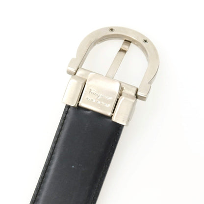 【中古】サルヴァトーレフェラガモ Salvatore Ferragamo リバーシブル レザー ベルト ブラックxシルバー【 状態ランクC 】【 メンズ 】