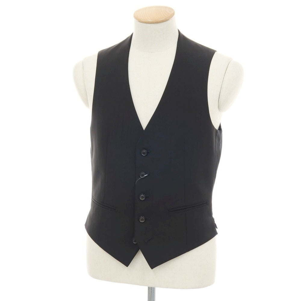 【中古】コムサイズム COMME CA ISM ポリエステルポリウレタン シャドウストライプ ドレス系ジレ ベスト ブラック【サイズ表記なし（S位）】【 状態ランクB 】【 メンズ 】