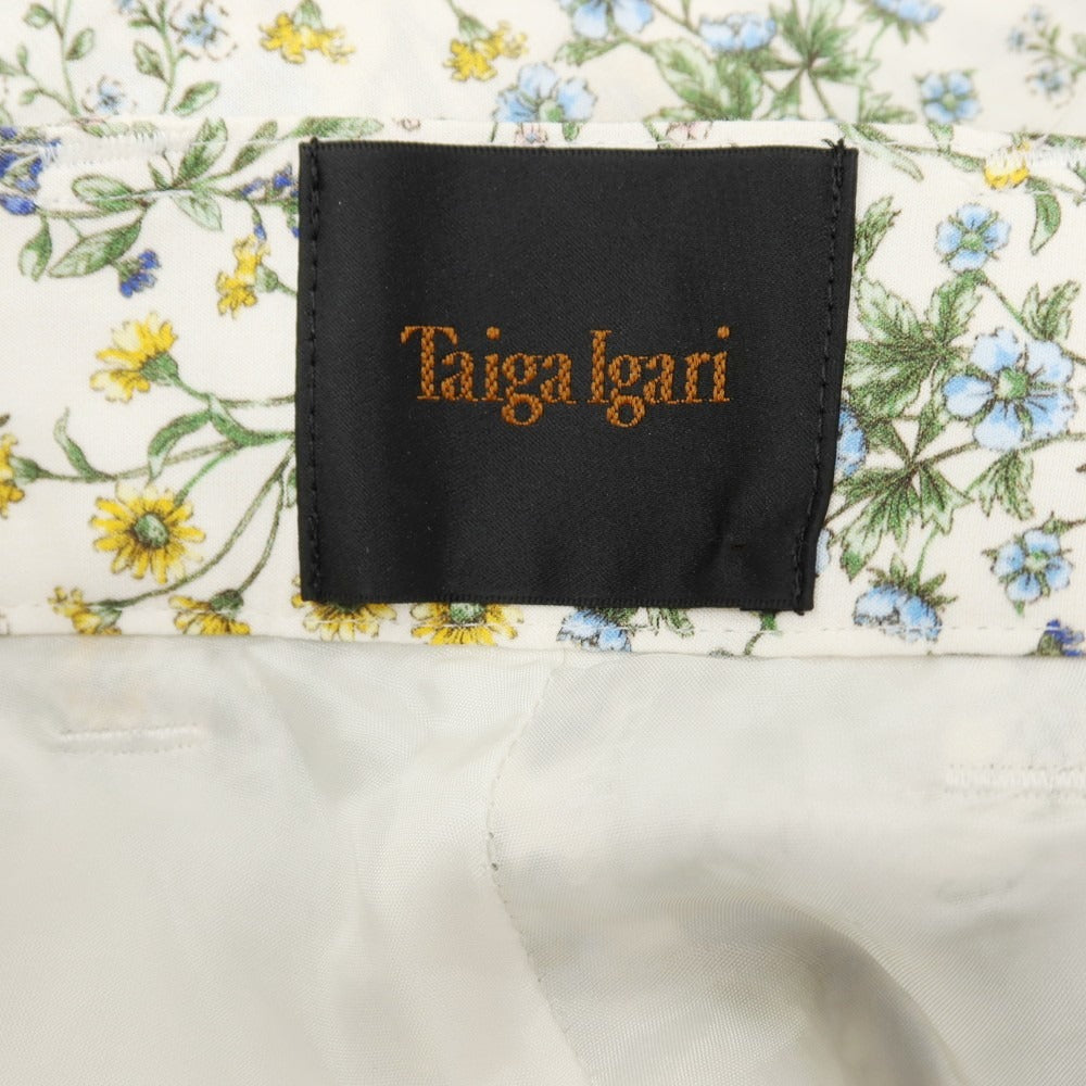 【中古】タイガ イガリ Taiga Igari 花柄 フラワー プリント フレアシルエット パジャマパンツ イージーパンツ ホワイトxグリーン【サイズS】【 状態ランクB 】【 メンズ 】