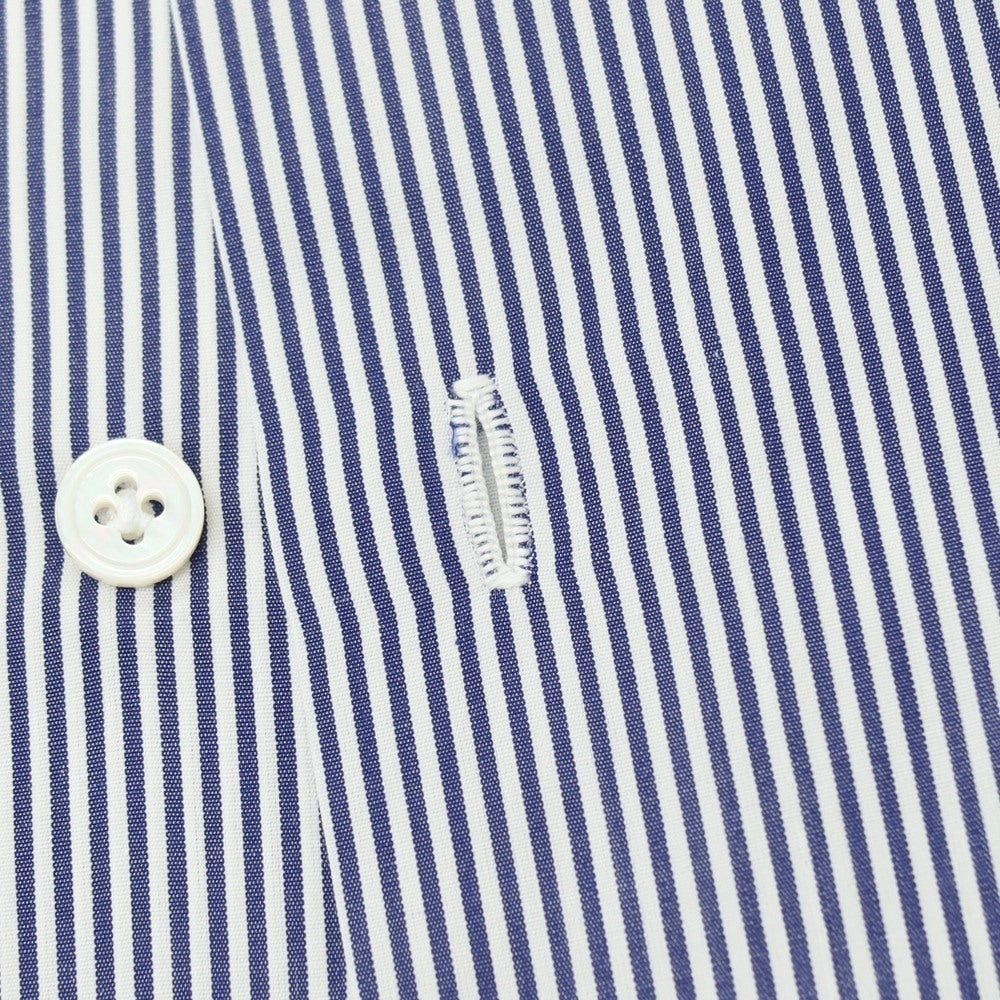 【中古】カミチェリア ピッチリーロ CAMICERIA PICCIRILLO コットン系 ストライプ ワイドカラー ドレスシャツ ネイビーxホワイト【サイズ表記なし（S位）】【 状態ランクB 】【 メンズ 】