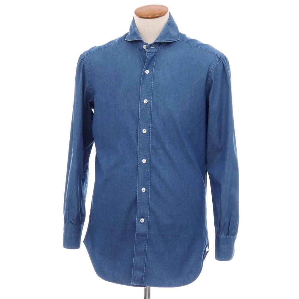 【中古】エレント リングヂャケット elento RING JACKET コットン ダンガリー カッタウェイ カジュアルシャツ ブルー【サイズＭ】【 状態ランクC 】【 メンズ 】