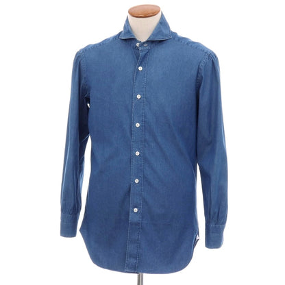 【中古】エレント リングヂャケット elento RING JACKET コットン ダンガリー カッタウェイ カジュアルシャツ ブルー【サイズＭ】【 状態ランクC 】【 メンズ 】