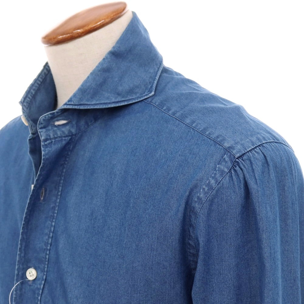 【中古】エレント リングヂャケット elento RING JACKET コットン ダンガリー カッタウェイ カジュアルシャツ ブルー【サイズＭ】【 状態ランクC 】【 メンズ 】