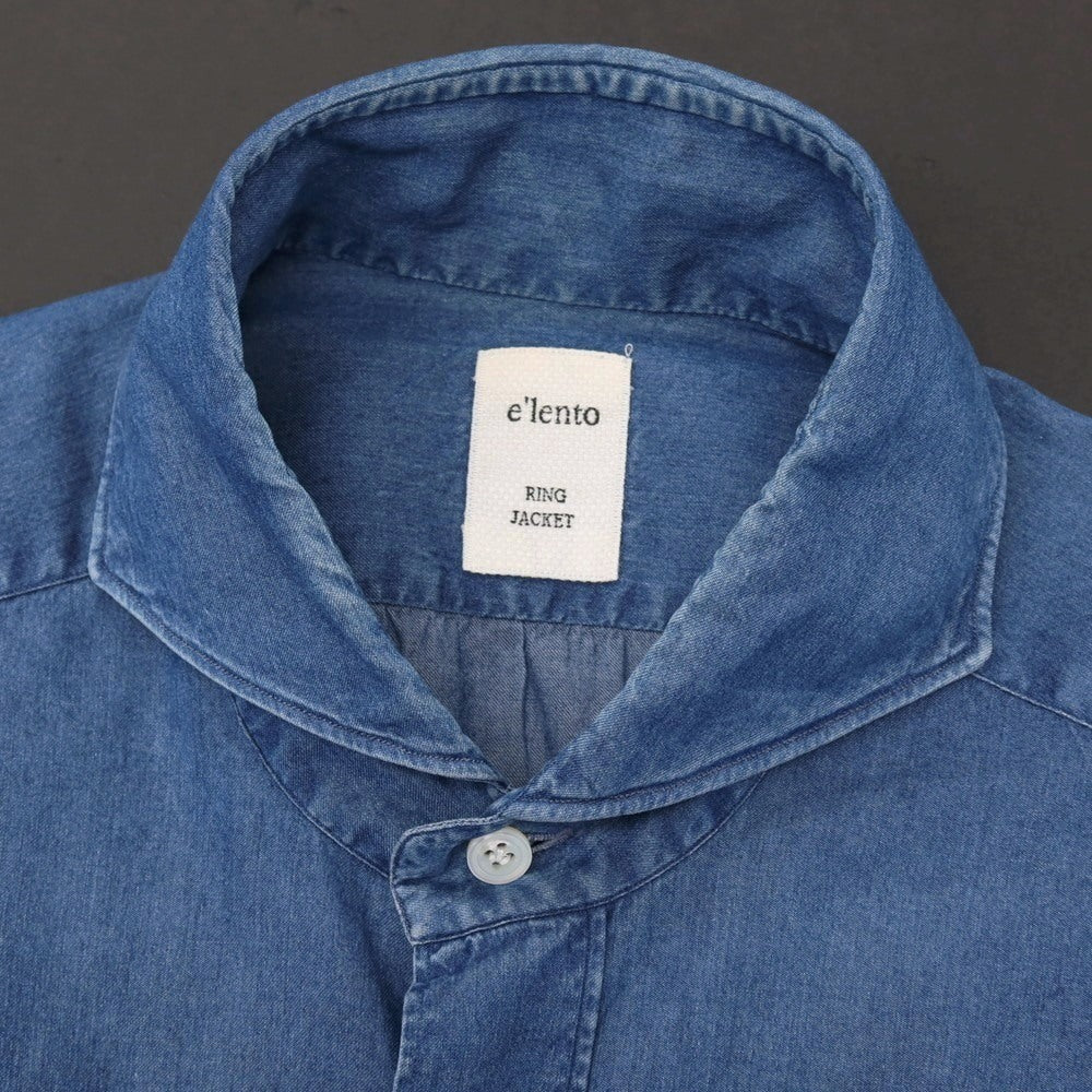 【中古】エレント リングヂャケット elento RING JACKET コットン ダンガリー カッタウェイ カジュアルシャツ ブルー【サイズＭ】【 状態ランクC 】【 メンズ 】