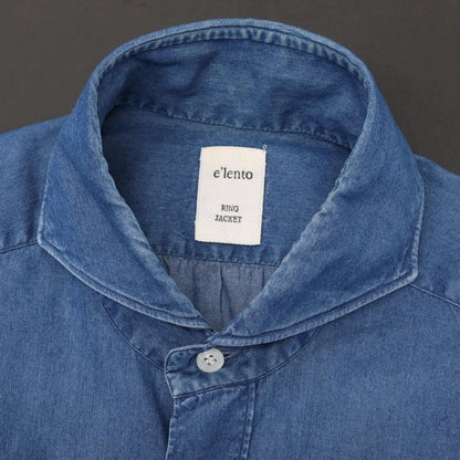 【中古】エレント リングヂャケット elento RING JACKET コットン ダンガリー カッタウェイ カジュアルシャツ ブルー【サイズＭ】【 状態ランクC 】【 メンズ 】