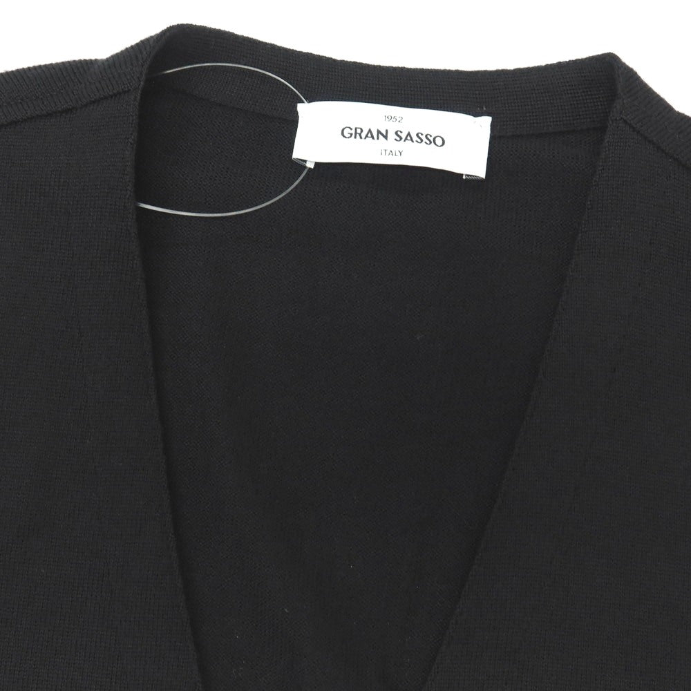 【中古】グランサッソ GRAN SASSO ウール ジレ型 ニットベスト ブラック【サイズ48】【 状態ランクB 】【 メンズ 】