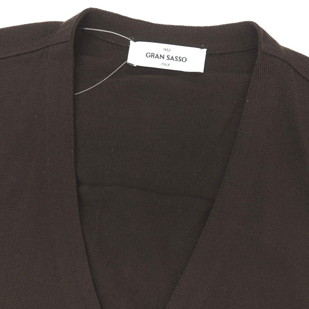 【中古】グランサッソ GRAN SASSO ウール ジレ型 ニットベスト ダークブラウン【サイズ48】【 状態ランクB 】【 メンズ 】