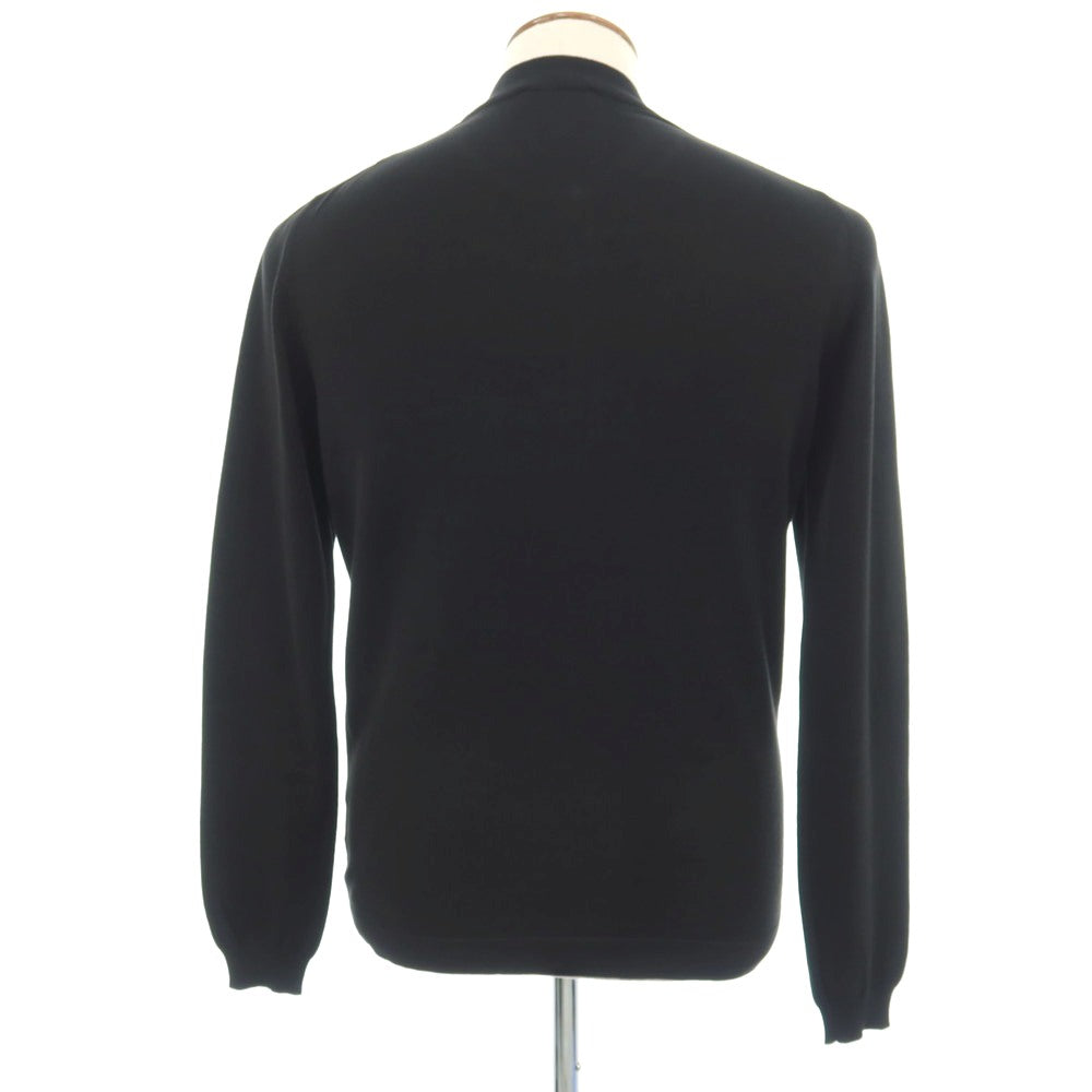 【中古】グランサッソ GRAN SASSO コットン ヘンリーネック プルオーバーニット ブラック【サイズ48】【 状態ランクA 】【 メンズ 】