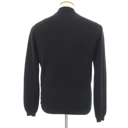 【中古】グランサッソ GRAN SASSO コットン ヘンリーネック プルオーバーニット ブラック【サイズ48】【 状態ランクA 】【 メンズ 】