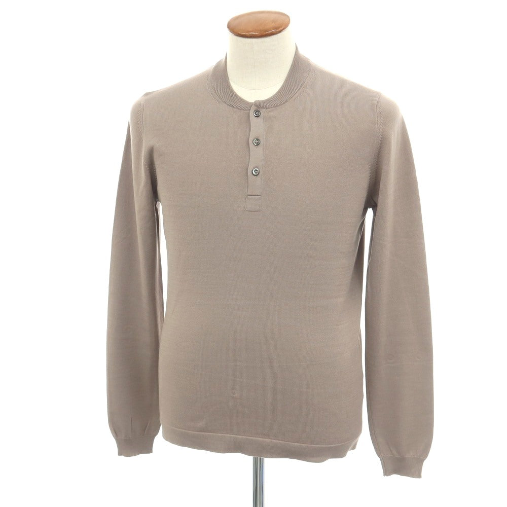 【中古】グランサッソ GRAN SASSO コットン ヘンリーネック プルオーバーニット ベージュ【サイズ46】【 状態ランクA 】【 メンズ 】