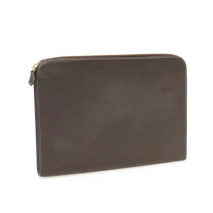 【中古】シセイ Cisei シュリンクレザー クラッチバッグ ダークブラウン【 状態ランクB 】【 メンズ 】