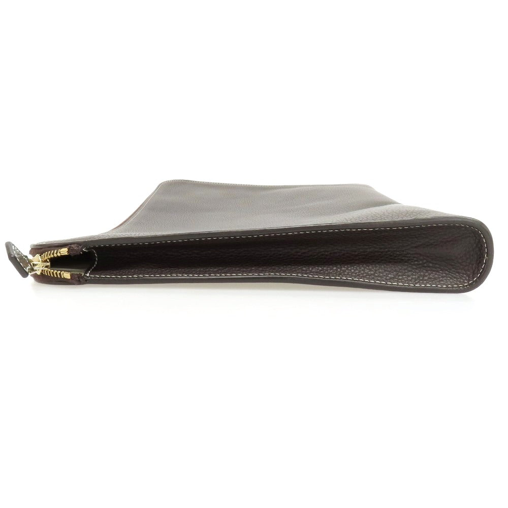 【中古】シセイ Cisei シュリンクレザー クラッチバッグ ダークブラウン【 状態ランクB 】【 メンズ 】