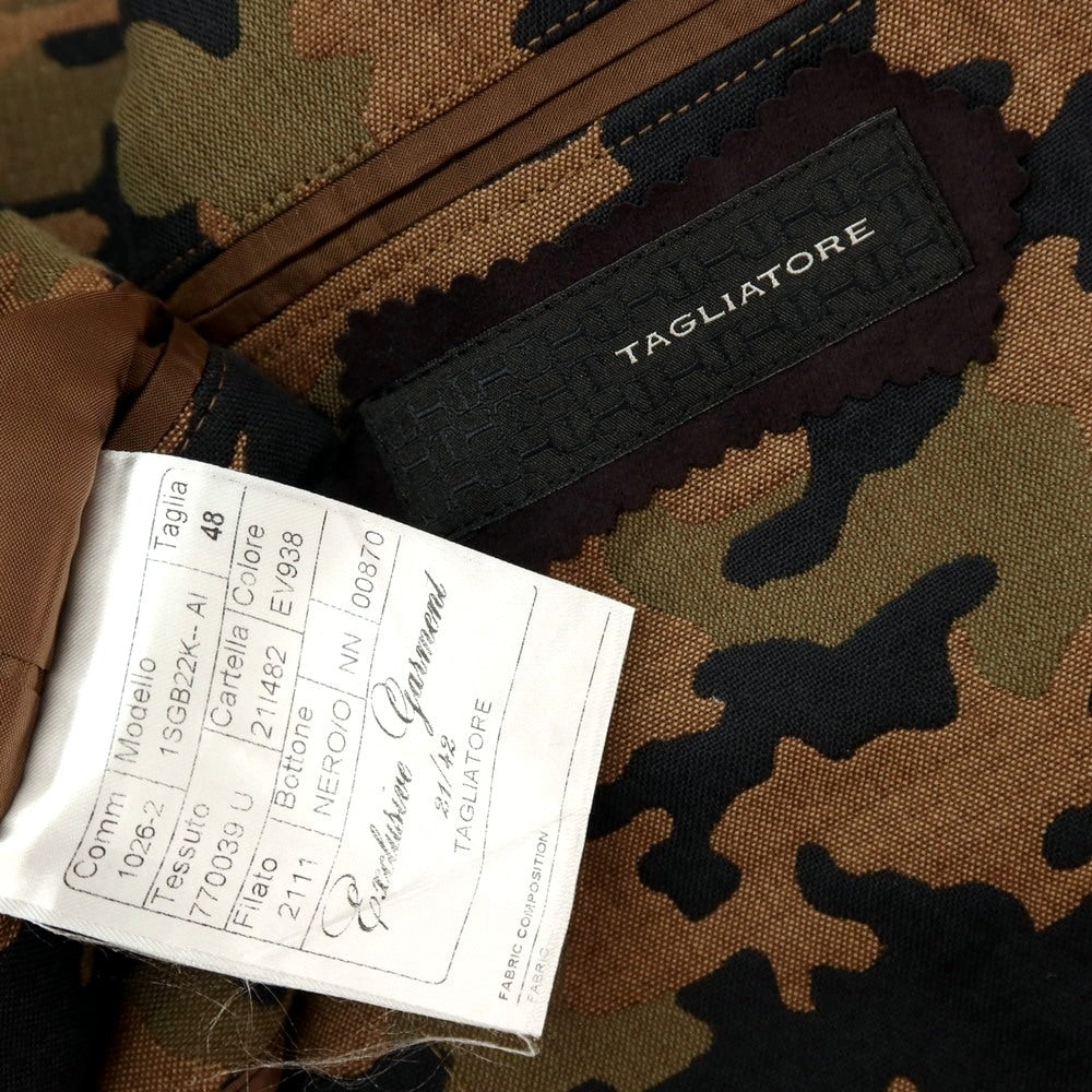 【中古】タリアトーレ TAGLIATORE コットンシルク カモフラージュ 2B カジュアルジャケット ブラウンxオリーブ【サイズ48】【 状態ランクB 】【 メンズ 】