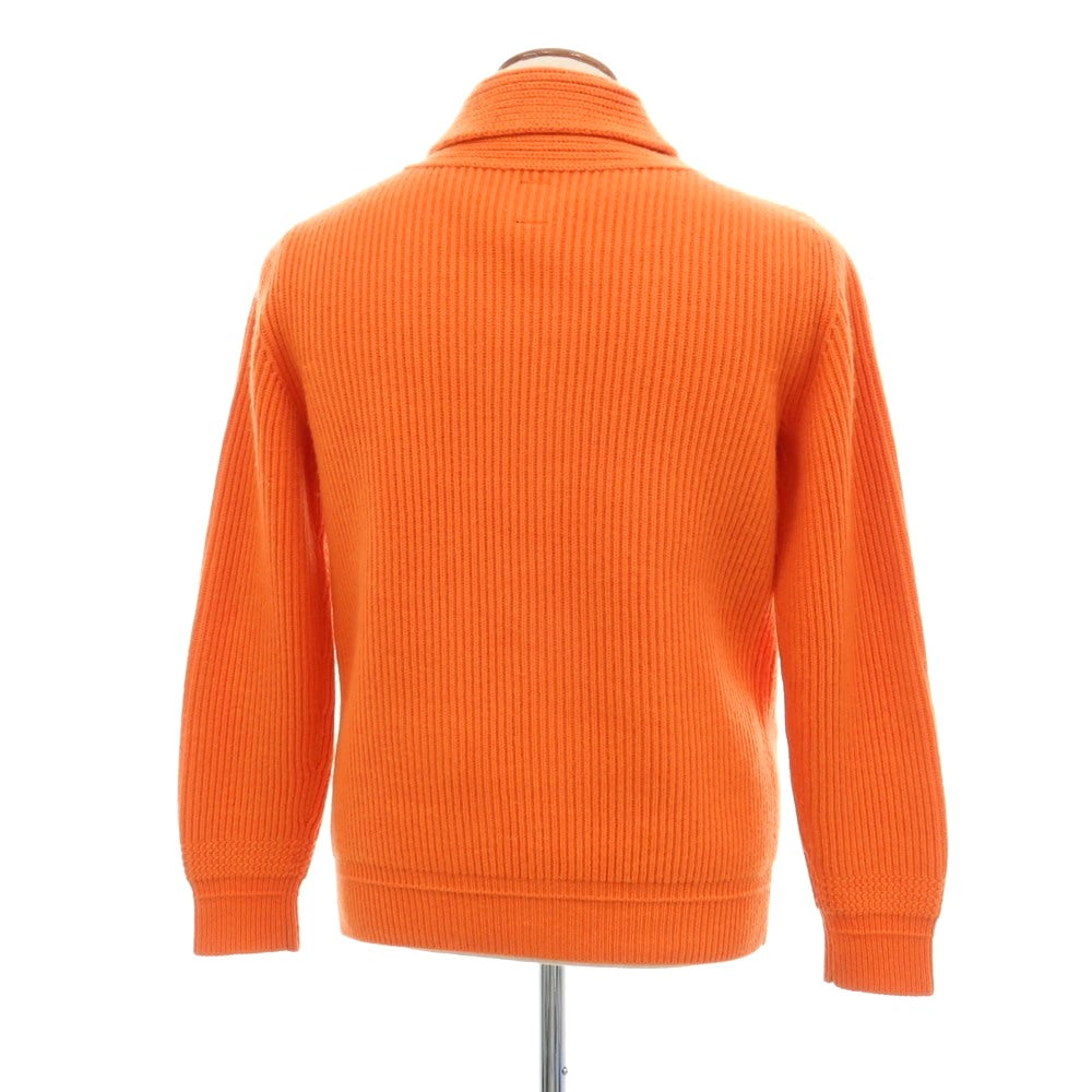 【中古】バトナー BATONER ウールカシミヤ リブ編み ショールカラー カーディガン オレンジ【サイズ表記なし（M位）】【 状態ランクB 】【 メンズ 】