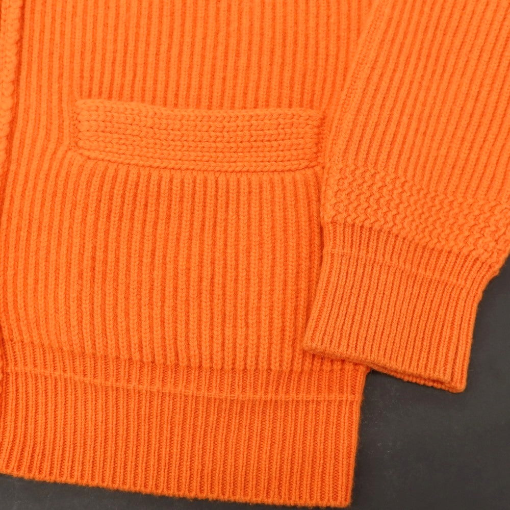 【中古】バトナー BATONER ウールカシミヤ リブ編み ショールカラー カーディガン オレンジ【サイズ表記なし（M位）】【 状態ランクB 】【 メンズ 】