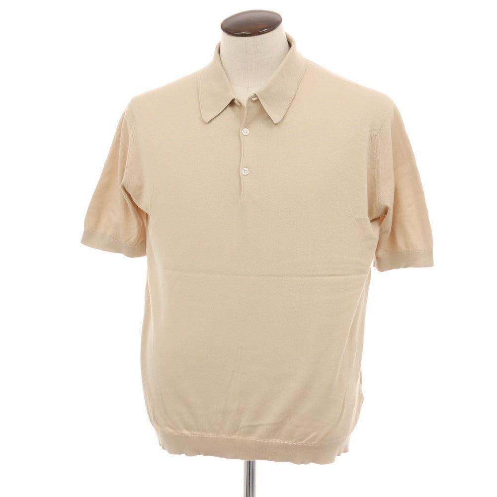 【中古】ジョンスメドレー JOHN SMEDLEY ハイゲージ シーアイランドコットン 半袖 ポロニット ベージュ【サイズL】【 状態ランクB 】【 メンズ 】