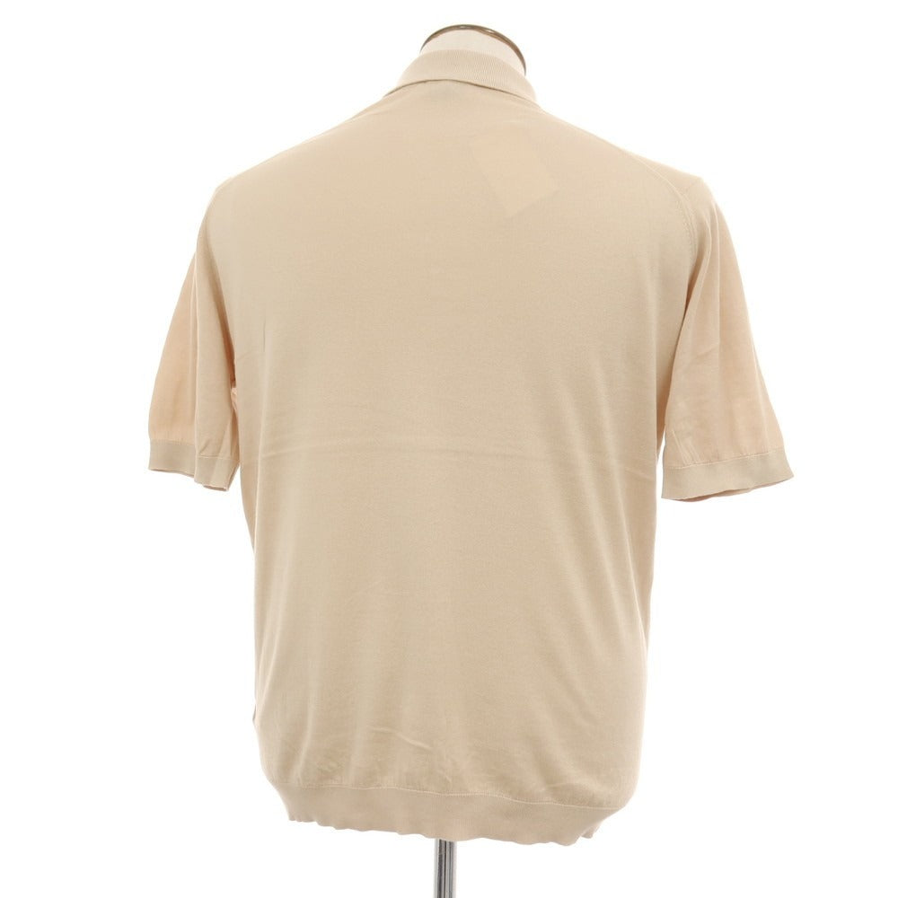【中古】ジョンスメドレー JOHN SMEDLEY ハイゲージ シーアイランドコットン 半袖 ポロニット ベージュ【サイズL】【 状態ランクB 】【 メンズ 】