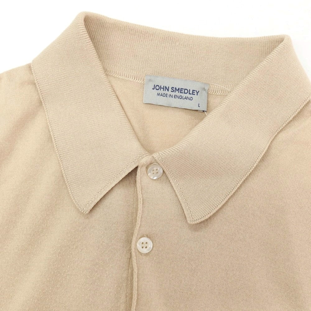 【中古】ジョンスメドレー JOHN SMEDLEY ハイゲージ シーアイランドコットン 半袖 ポロニット ベージュ【サイズL】【 状態ランクB 】【 メンズ 】