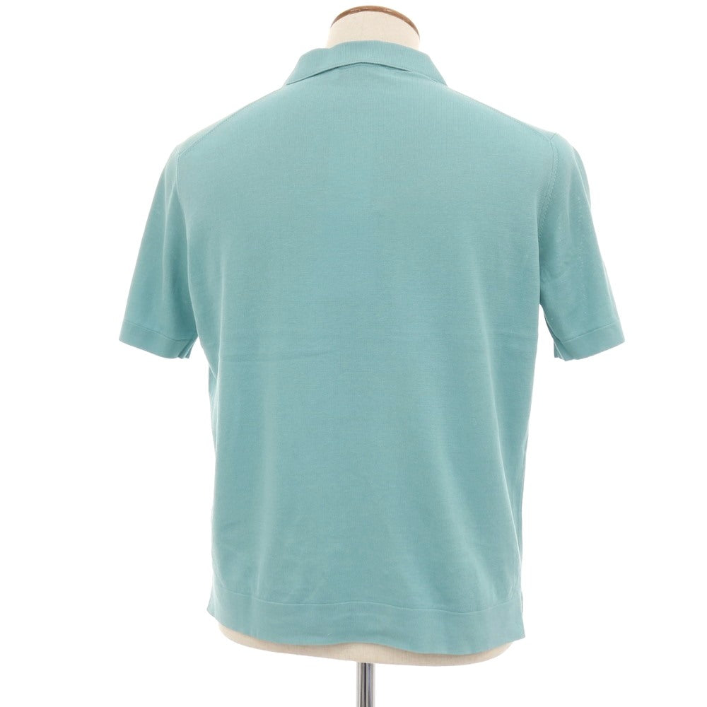 【中古】フィリッポ デ ローレンティス FILIPPO DE LAURENTIIS クレープコットン スキッパー 半袖 ポロニット ミントブルー系【サイズ48】【 状態ランクC 】【 メンズ 】