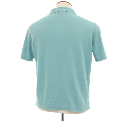 【中古】フィリッポ デ ローレンティス FILIPPO DE LAURENTIIS クレープコットン スキッパー 半袖 ポロニット ミントブルー系【サイズ48】【 状態ランクC 】【 メンズ 】