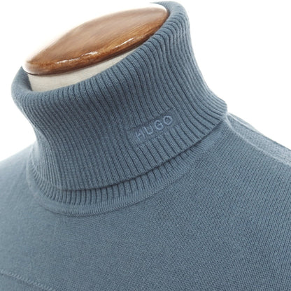 【中古】ヒューゴ HUGO コットンウール タートルネック プルオーバーニット グレーブルー【サイズM】【 状態ランクC 】【 メンズ 】