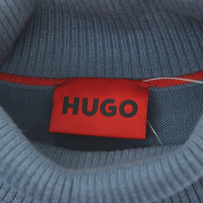 【中古】ヒューゴ HUGO コットンウール タートルネック プルオーバーニット グレーブルー【サイズM】【 状態ランクC 】【 メンズ 】