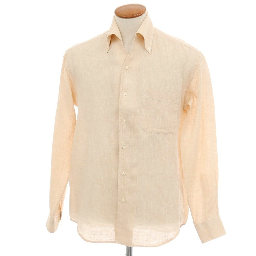 【中古】オジエ ozie リネン イタリアンカラー カジュアルシャツ ベージュ【サイズ40-83】【 状態ランクB 】【 メンズ 】