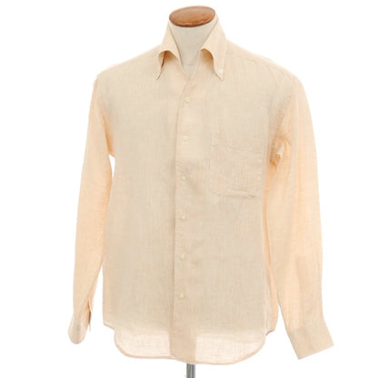 【中古】オジエ ozie リネン イタリアンカラー カジュアルシャツ ベージュ【サイズ40-83】【 状態ランクB 】【 メンズ 】