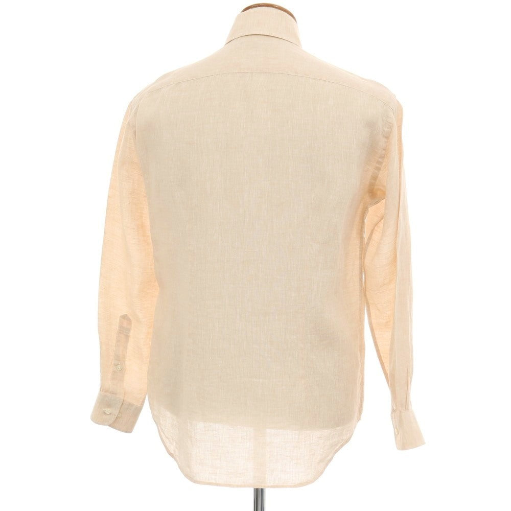 【中古】オジエ ozie リネン イタリアンカラー カジュアルシャツ ベージュ【サイズ40-83】【 状態ランクB 】【 メンズ 】