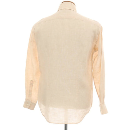 【中古】オジエ ozie リネン イタリアンカラー カジュアルシャツ ベージュ【サイズ40-83】【 状態ランクB 】【 メンズ 】