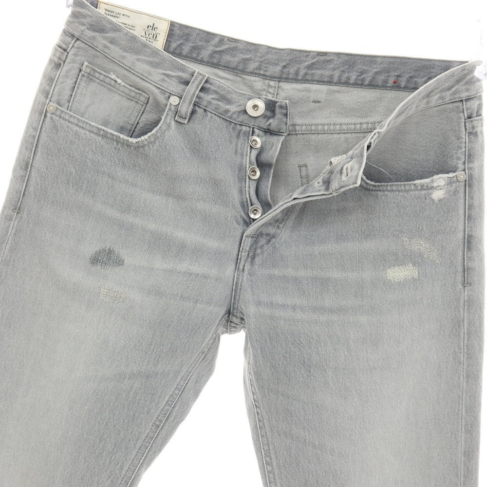 【中古】イレブンティ eleventy ダメージ＆リペア加工 コットン デニムパンツ ジーンズ ライトグレー【サイズ33】【 状態ランクB 】【 メンズ 】